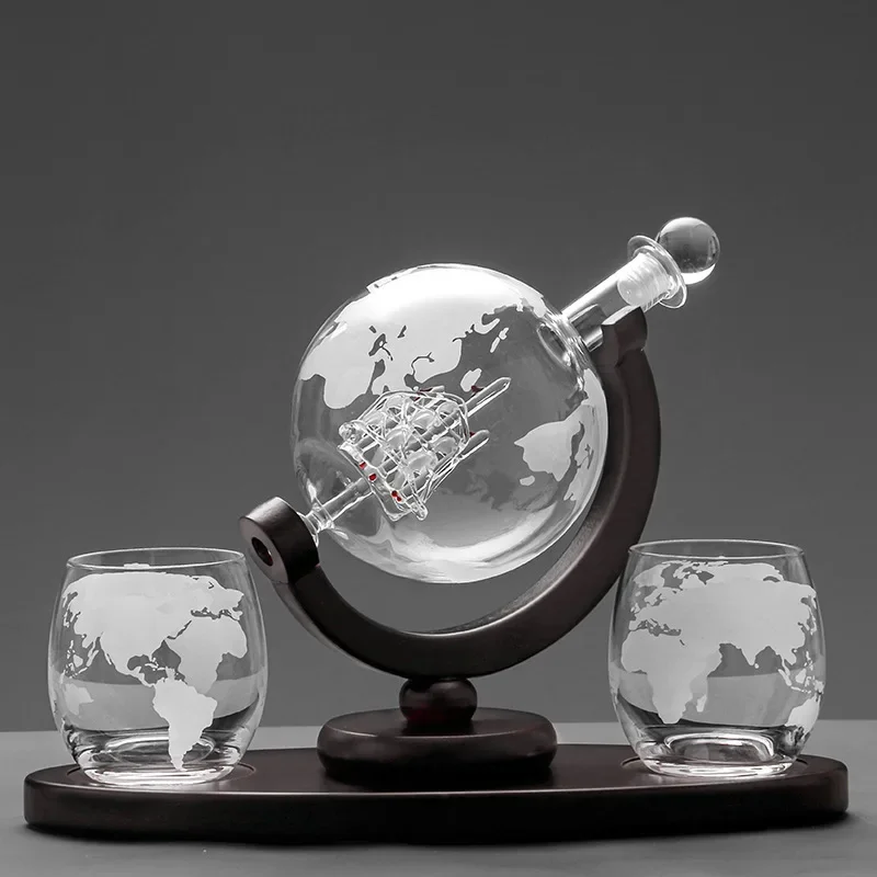 Decanter Globe Set - Viski bardağı seti kristal küre likör