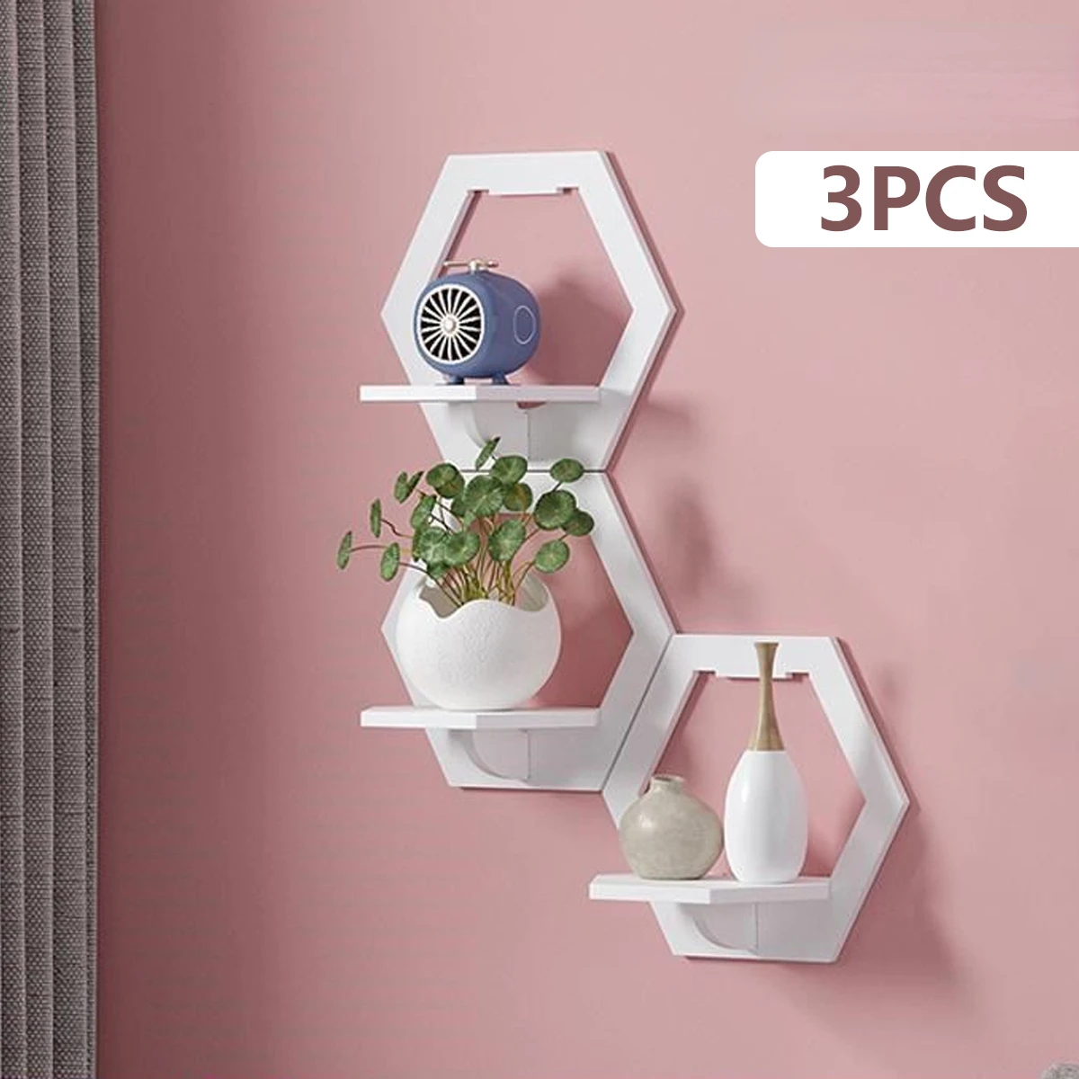 Home Bar Shelf - 3 adet Altıgen duvar rafı Yumruk