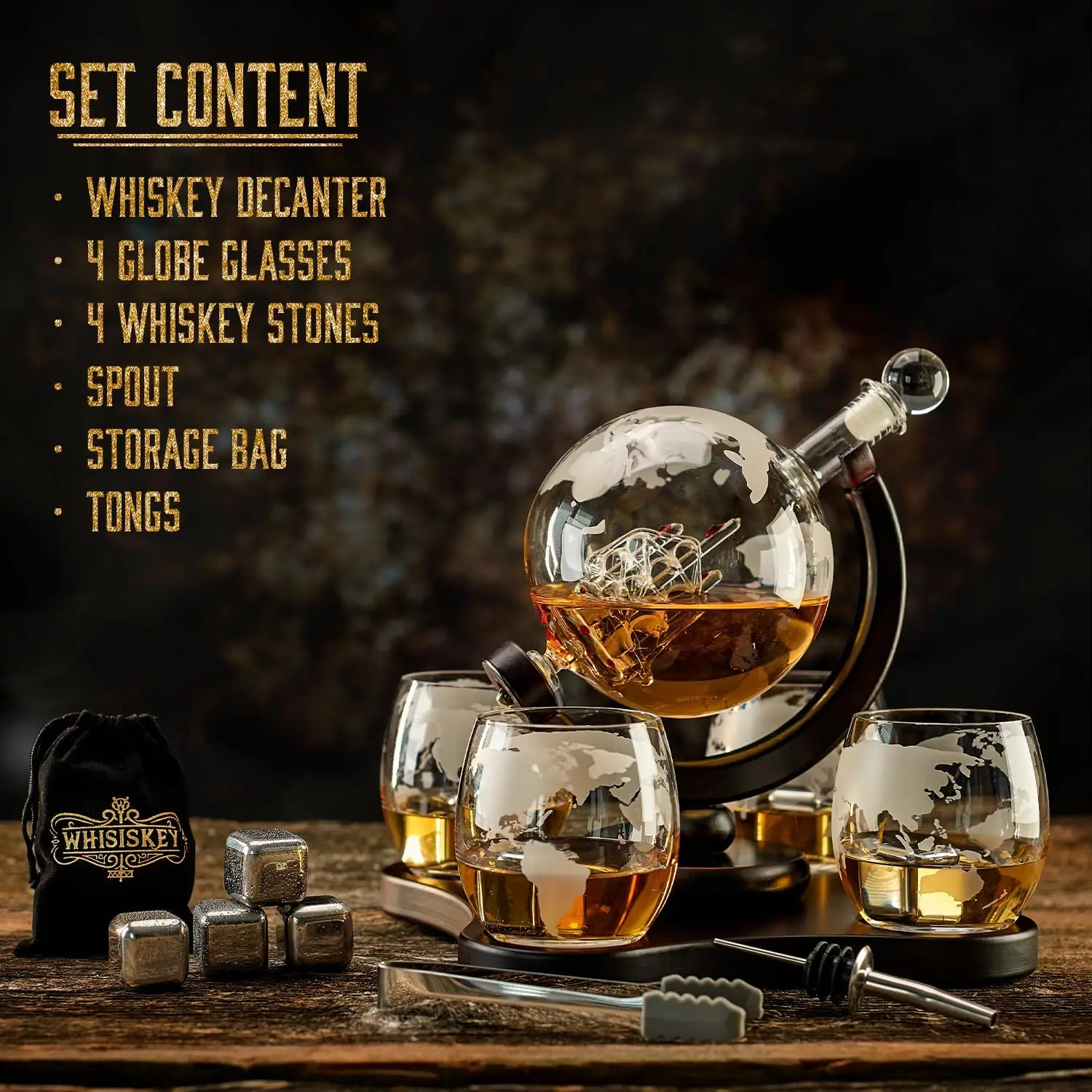Decanter Globe Set - NANCIHUI yaratıcı cam sürahi 4-cup seti