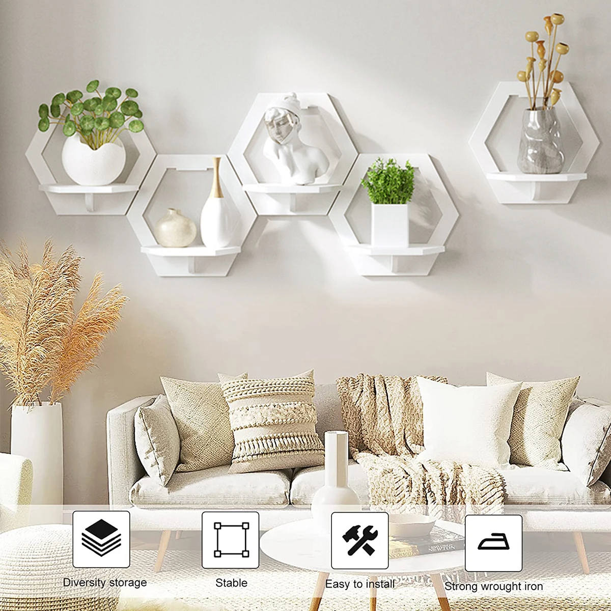 3 adet Altıgen duvar rafı Yumr - Home Bar Shelf incelemesi ve fiyatı