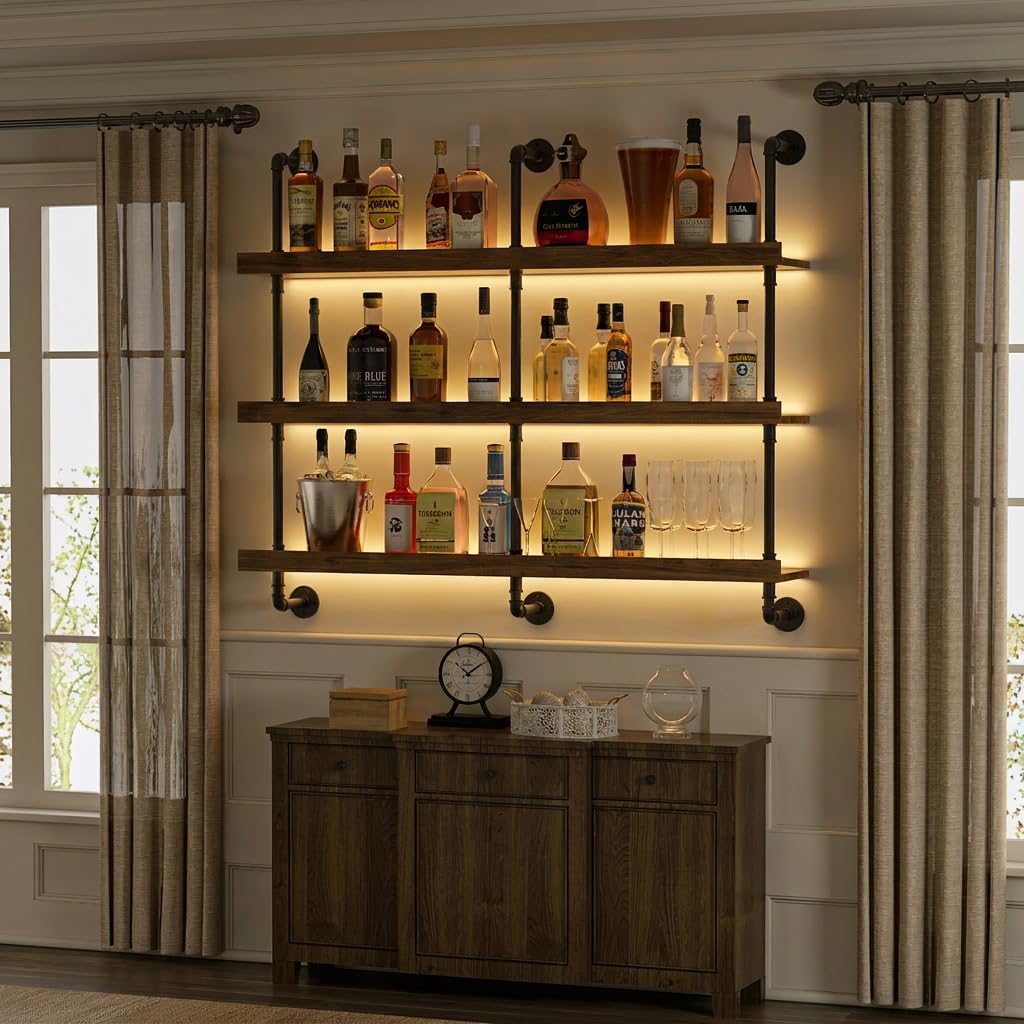 Duvara Monte LED Işıklı Üç Kat - Home Bar Shelf incelemesi ve fiyatı